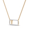 Thumbnail Image 2 of Diamond T Initial Rectangle Necklace 1/10 ct tw 10K Yellow Gold 18&quot;