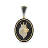 Thumbnail Image 1 of Men's Black & White Diamond, Lab-Grown Ruby Lion Oval Charm 1 ct tw 10K Yellow Gold