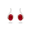 Thumbnail Image 2 of Oval-Cut Lab-Created Ruby & White Lab-Created Sapphire Drop Earrings Sterling Silver