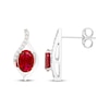 Thumbnail Image 3 of Oval-Cut Lab-Created Ruby & White Lab-Created Sapphire Drop Earrings Sterling Silver