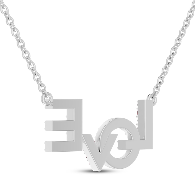 Main Image 2 of Lab-Created Ruby &quot;LOVE&quot; Necklace Sterling Silver 18.75&quot;