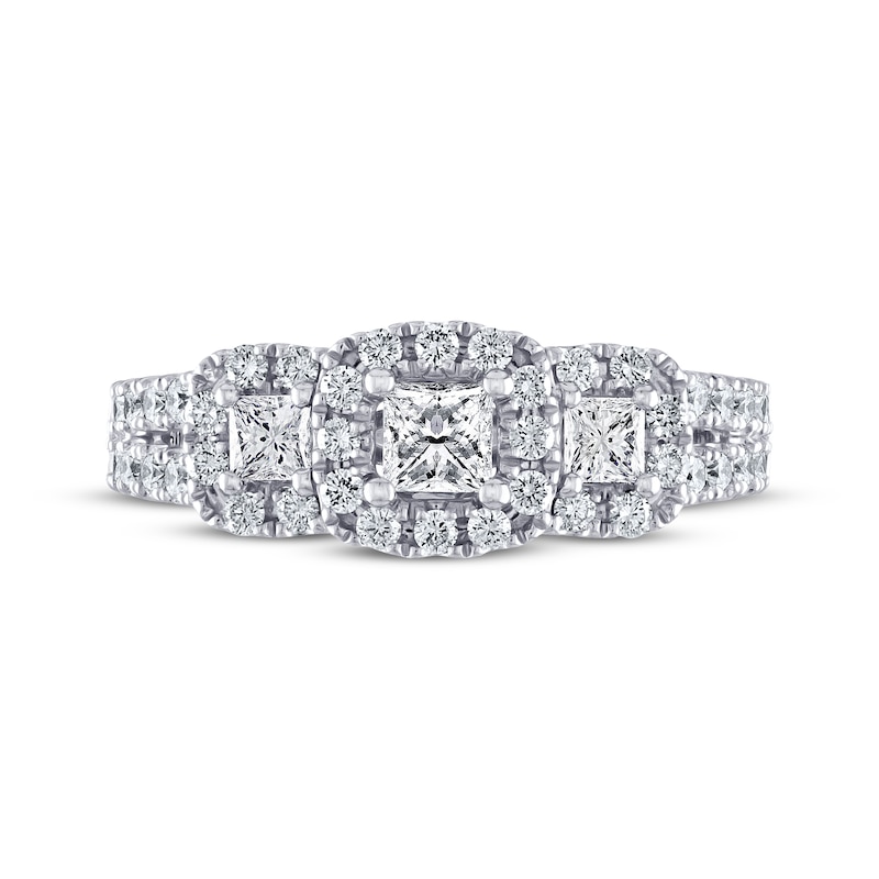 Main Image 3 of THE LEO Diamond Princess-Cut Three-Stone Engagement Ring 7/8 ct tw 14K White Gold