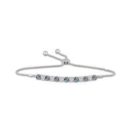 Lab-Created Alexandrite & White Lab-Created Sapphire Bolo Bracelet Sterling Silver 9.5&quot;