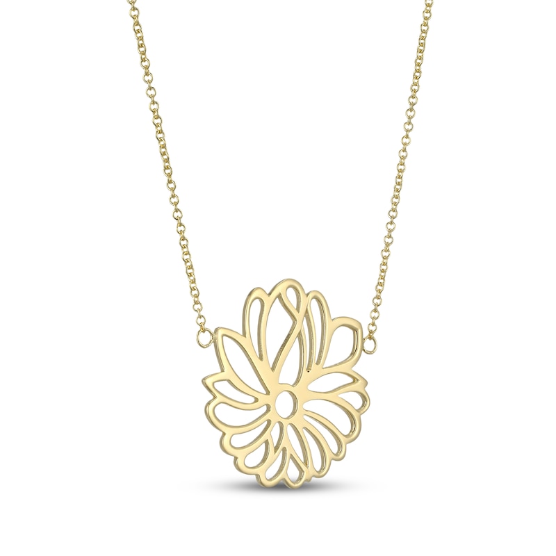 Main Image 2 of Flower Outline Necklace 18K Yellow Gold-Plated Sterling Silver 18&quot;