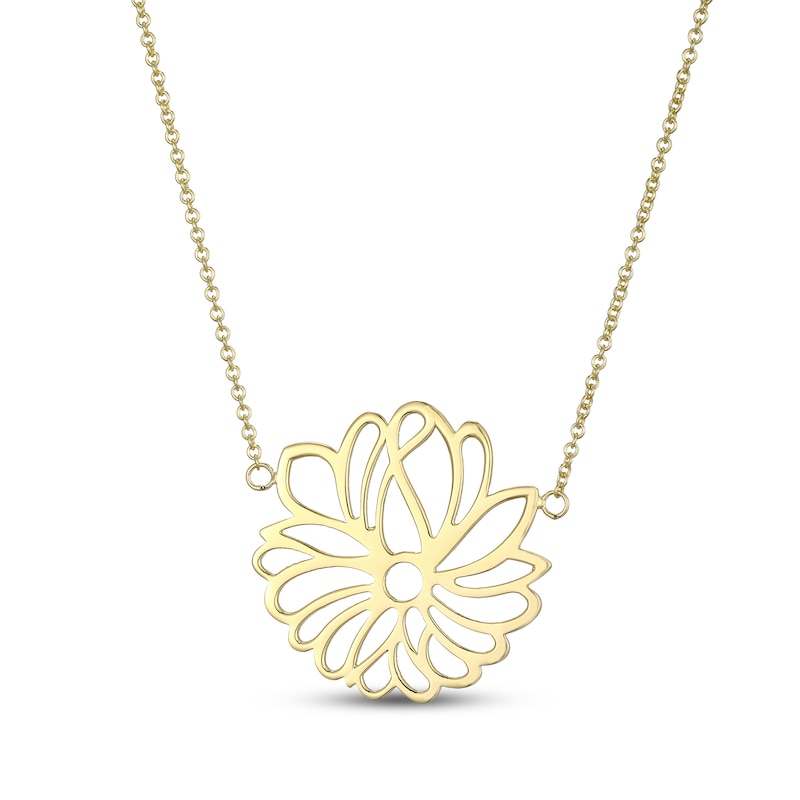 Main Image 3 of Flower Outline Necklace 18K Yellow Gold-Plated Sterling Silver 18&quot;