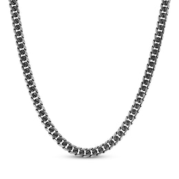 Men's Hollow Curb Chain Necklace 8mm Black Ion-Plated Stainless Steel 22&quot;