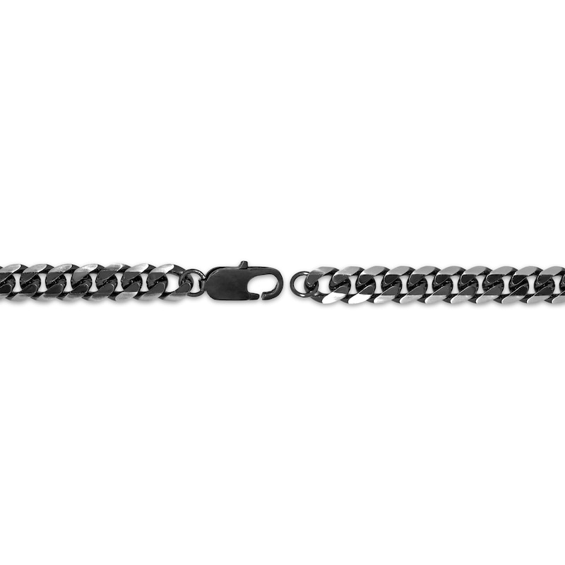 Main Image 3 of Men's Hollow Curb Chain Necklace 8mm Black Ion-Plated Stainless Steel 22&quot;