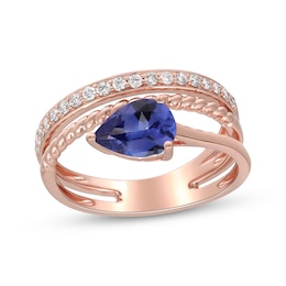 Cirari Couture Pear-Shaped Tanzanite & Diamond Wrap Ring 1/5 ct tw 14K Rose Gold