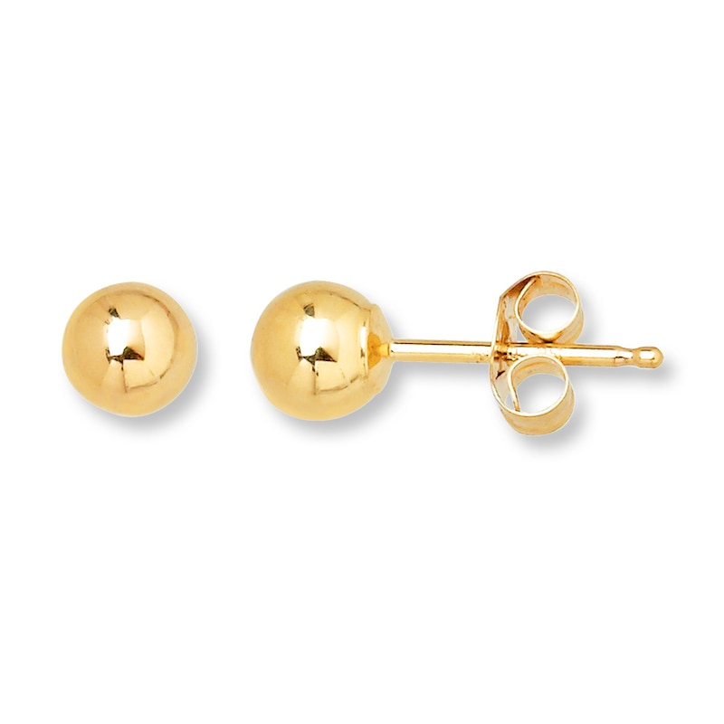  14k Yellow Gold Ball Stud Earrings with Secure Screw-backs  (3mm): Clothing, Shoes & Jewelry
