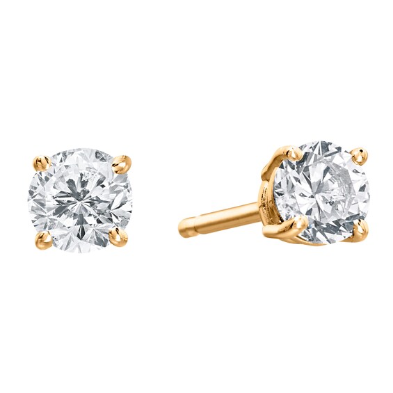 Diamond Solitaire Stud Earrings 3/8 ct tw 10K Yellow Gold | Womens ...