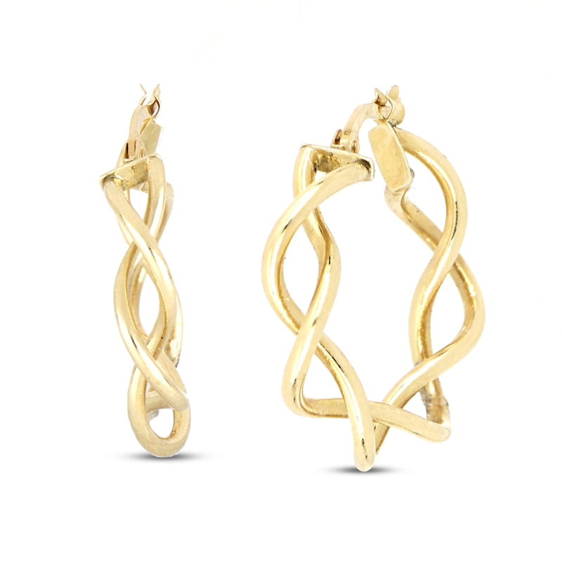 Main Image 1 of Open Tube Twist Hoop Earrings 10K Yellow Gold 30mm