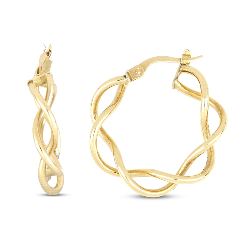 Main Image 2 of Open Tube Twist Hoop Earrings 10K Yellow Gold 30mm