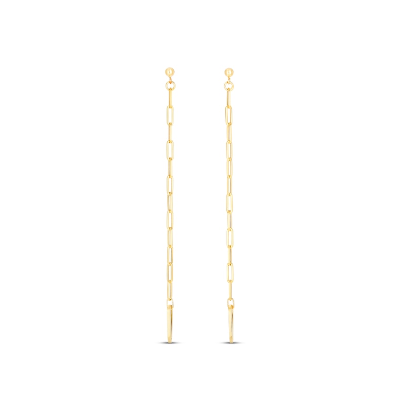 Paperclip Chain Drop Earrings 14K Yellow Gold