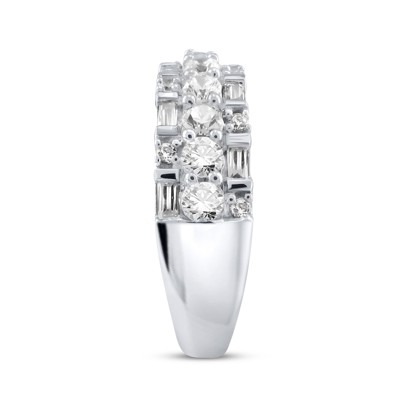 Main Image 2 of Baguette & Round-Cut Diamond Anniversary Ring 1 ct tw 14K White Gold