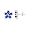 Thumbnail Image 3 of Pear-Shaped Blue Lab-Created Sapphire & White Lab-Created Sapphire Flower Earrings Sterling Silver