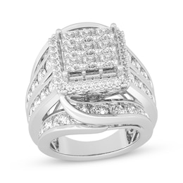 Princess-Cut Multi-Diamond Center Engagement Ring 7-1/5 ct tw 10K White Gold