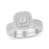 Thumbnail Image 0 of Round-Cut Diamond Double Cushion Frame Bridal Set 1 ct tw 10K White Gold