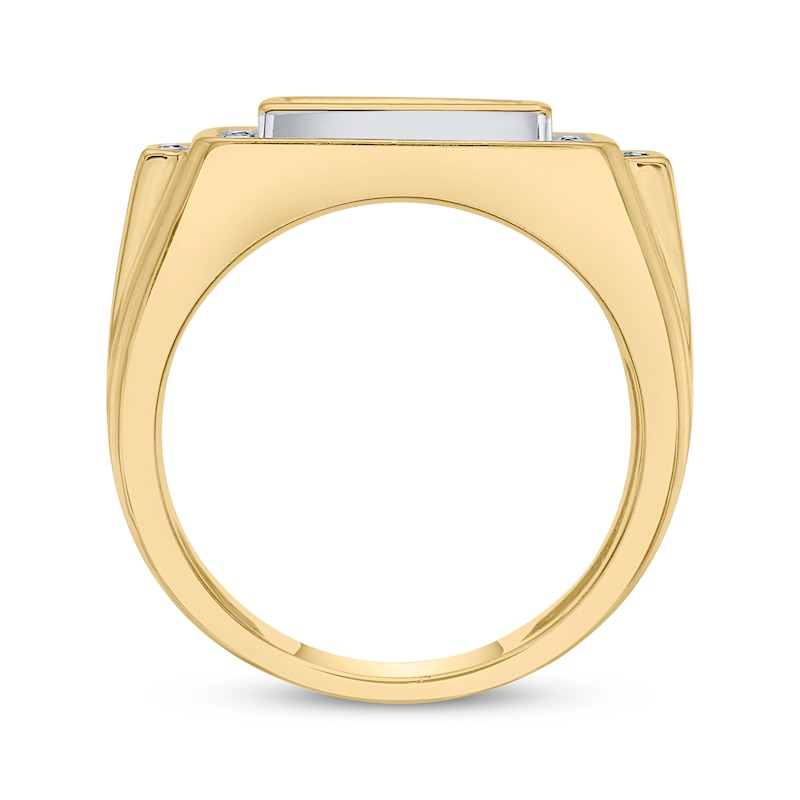Men's Square-cut Multi-Diamond Center Signet Ring 2 ct tw 10K Yellow Gold