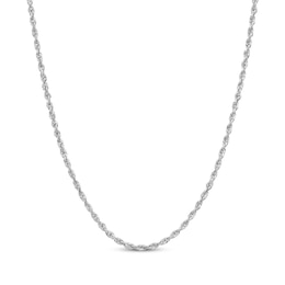 Rope Chain Necklace Semi-Solid 14K White Gold 22&quot;