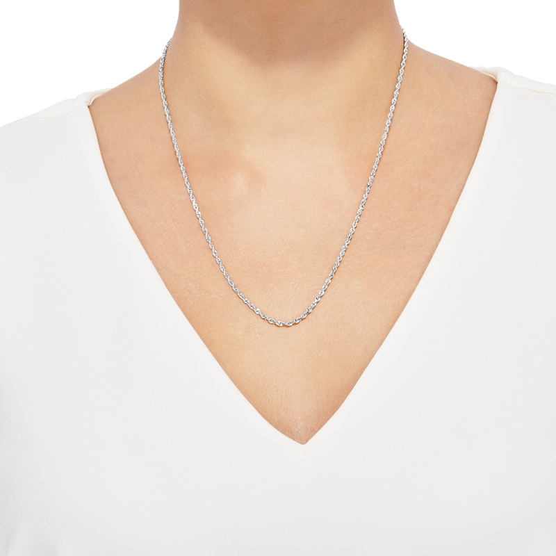 Main Image 2 of Semi-Solid Rope Chain Necklace 14K White Gold 22&quot;