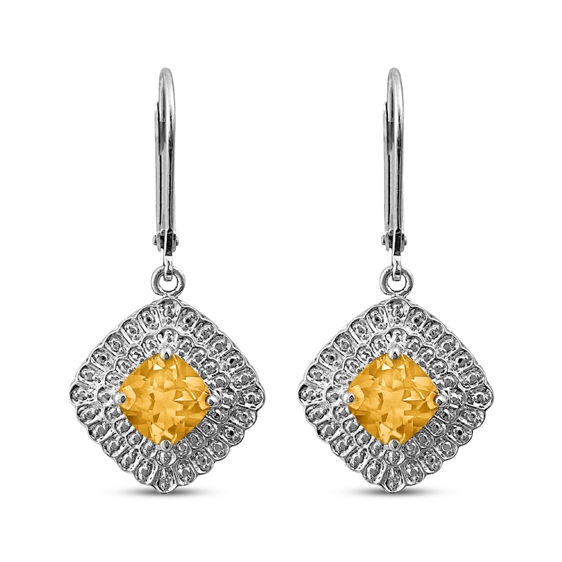 Main Image 2 of Cushion-Cut Citrine & Diamond Accent Dangle Earrings Sterling Silver