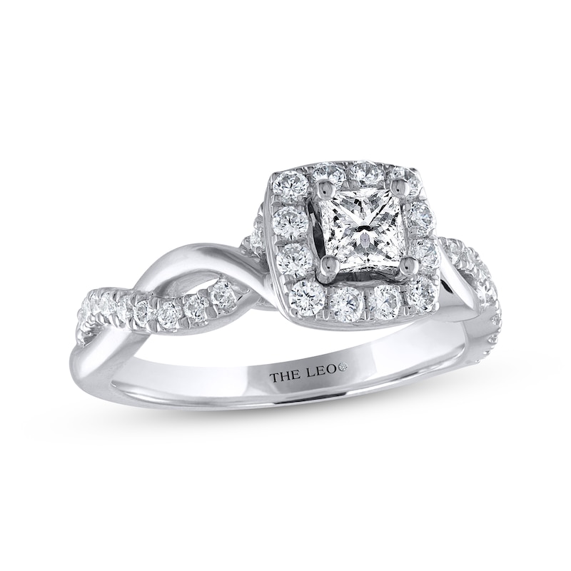 Main Image 1 of THE LEO Diamond Princess-Cut Halo Engagement Ring 3/4 ct tw 14K White Gold