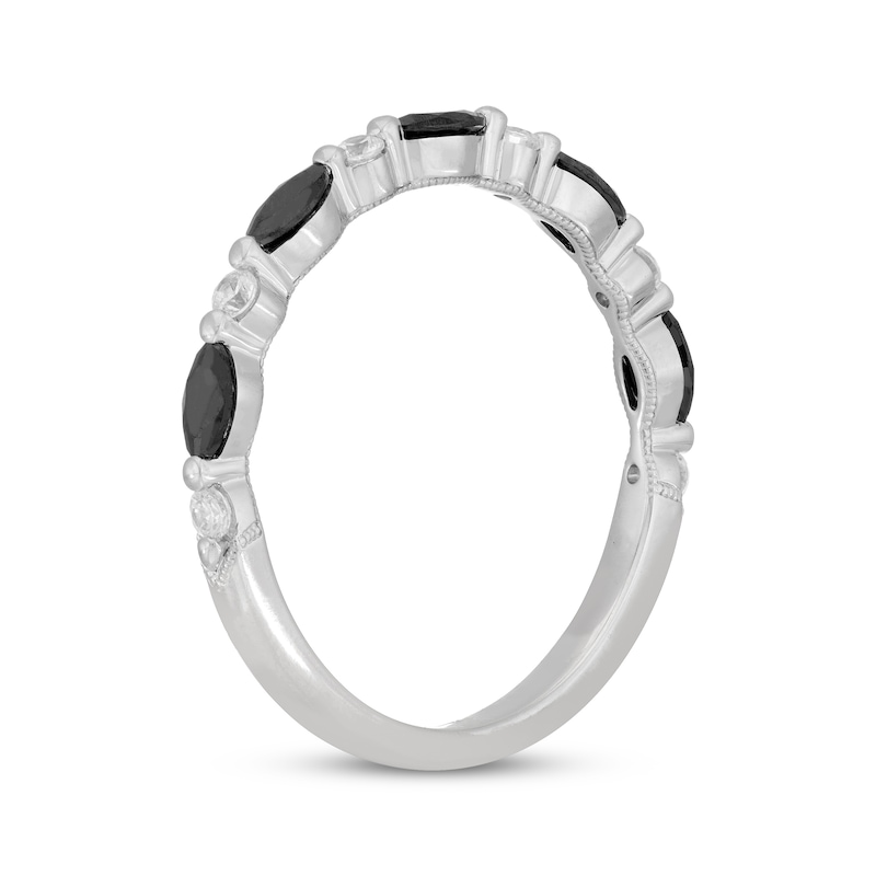 Main Image 2 of Neil Lane Marquise-Cut Black Diamond & Round-Cut White Diamond Anniversary Ring 1/2 ct tw 14K White Gold