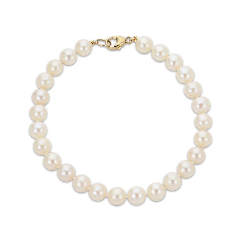 Main Image 1 of Men's Cultured Pearl Strand Bracelet 8mm 14K Yellow Gold 8.5&quot;