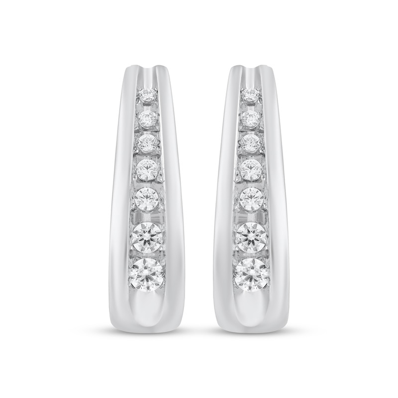 Diamond J-Hoop Earrings 1/4 ct tw 10K White Gold