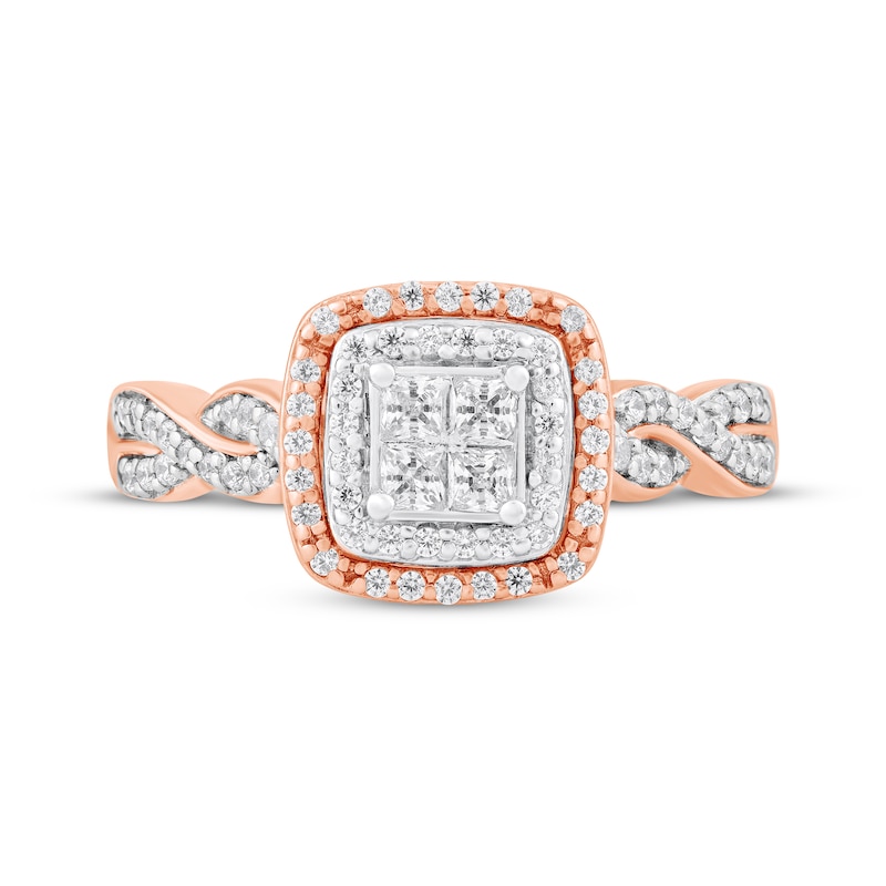 Princess-Cut Diamond Quad Engagement Ring 1/2 ct tw 10K Two-Tone Gold