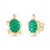 Thumbnail Image 1 of Children's Green Enamel Turtle Stud Earrings 14K Yellow Gold