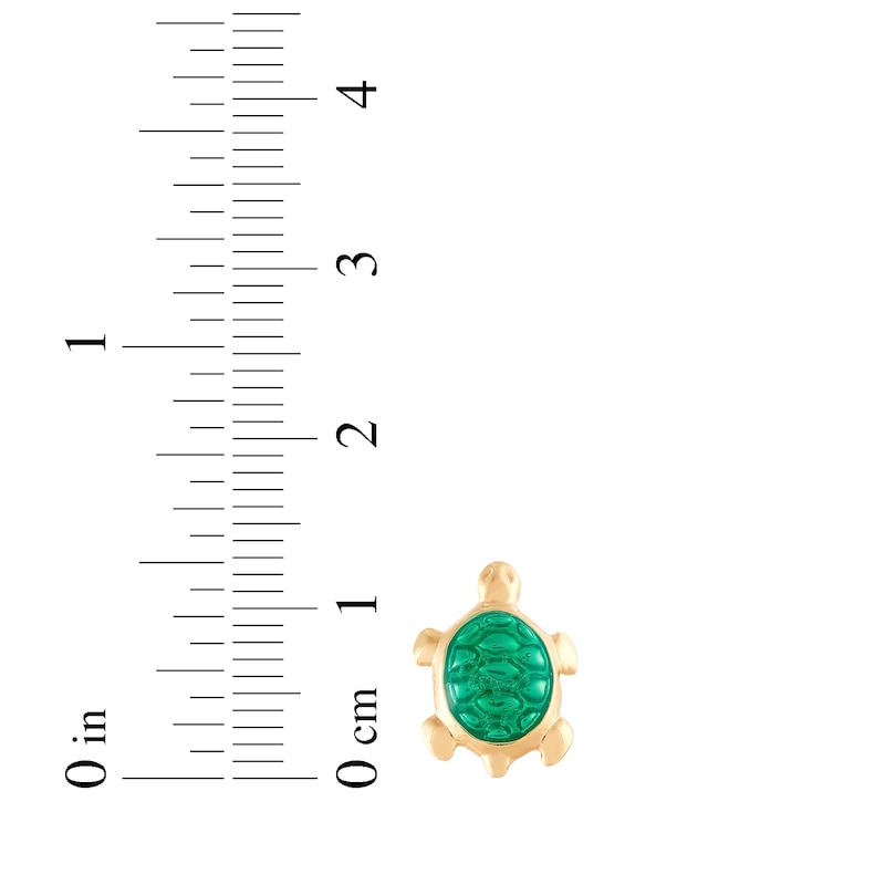 Main Image 3 of Children's Green Enamel Turtle Stud Earrings 14K Yellow Gold