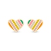 Thumbnail Image 2 of Children's Striped Enamel Heart Stud Earrings 14K Yellow Gold