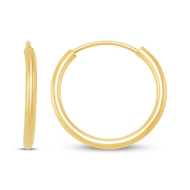 Children's Endless Hoop Earrings 14K Yellow Gold 14mm