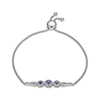 Thumbnail Image 1 of Blue & White Lab-Created Sapphire Three-Stone Bolo Bracelet