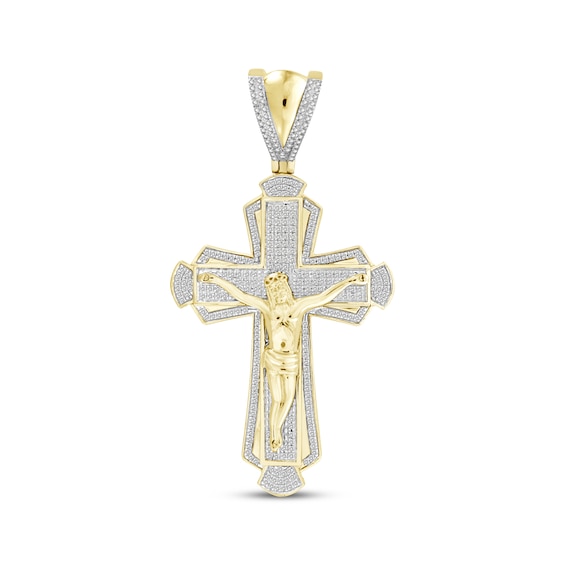 Men's Diamond Crucifix Charm 3/4 ct tw 10K Yellow Gold