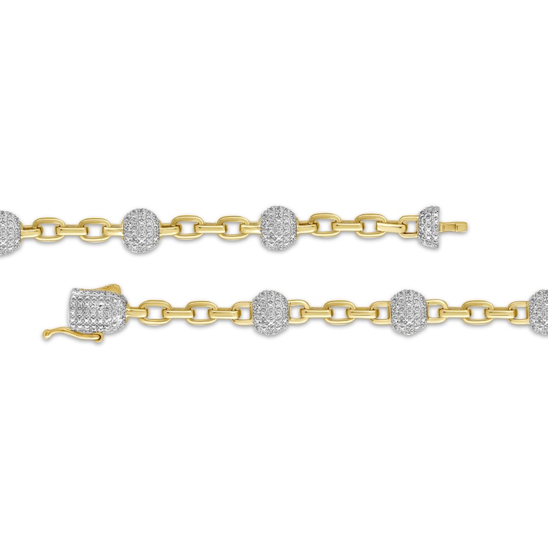 Main Image 2 of Men's Multi-Diamond Bead Station Chain Necklace 2-1/2 ct tw 10K Yellow Gold 22&quot;