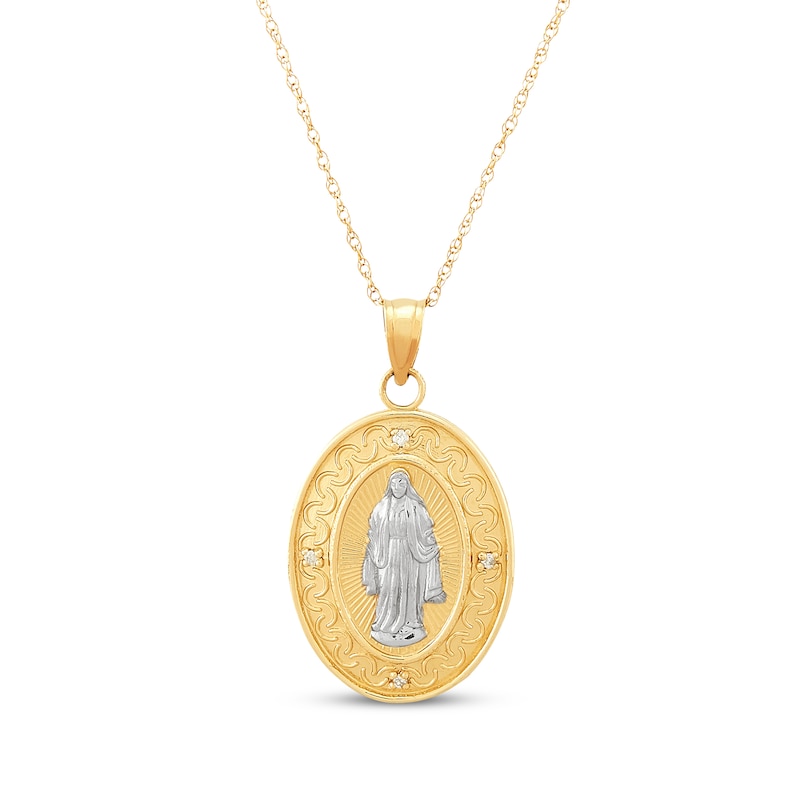 Main Image 1 of Diamond Accent Mary Necklace 14K Yellow Gold 20&quot;