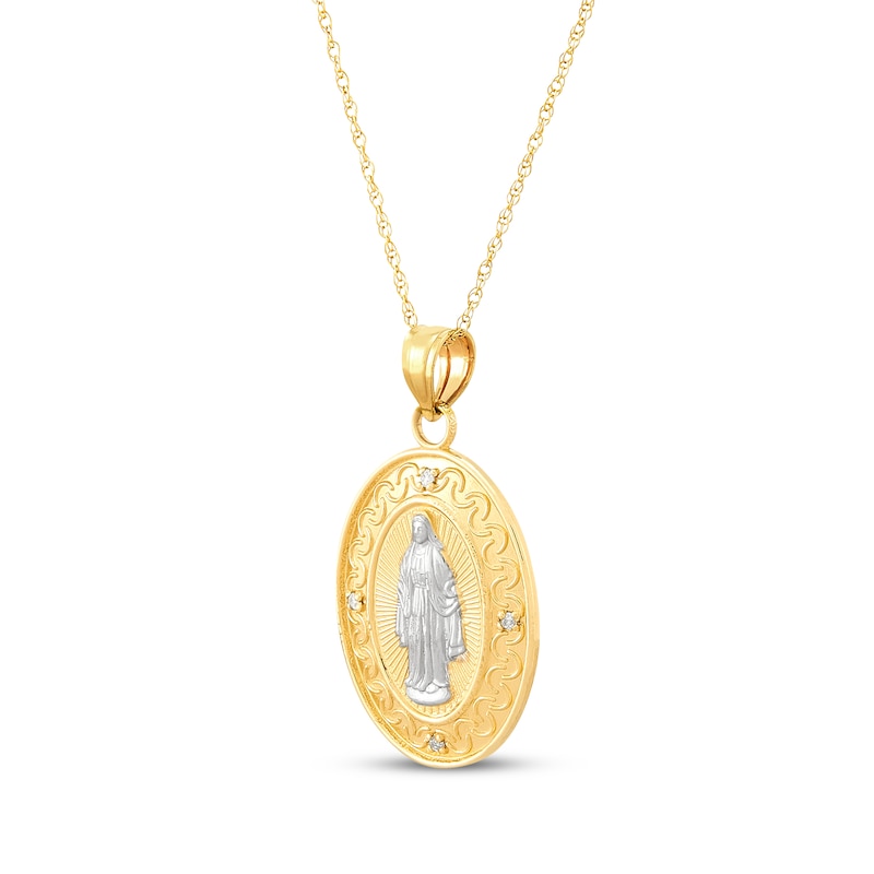 Main Image 2 of Diamond Accent Mary Necklace 14K Yellow Gold 20&quot;