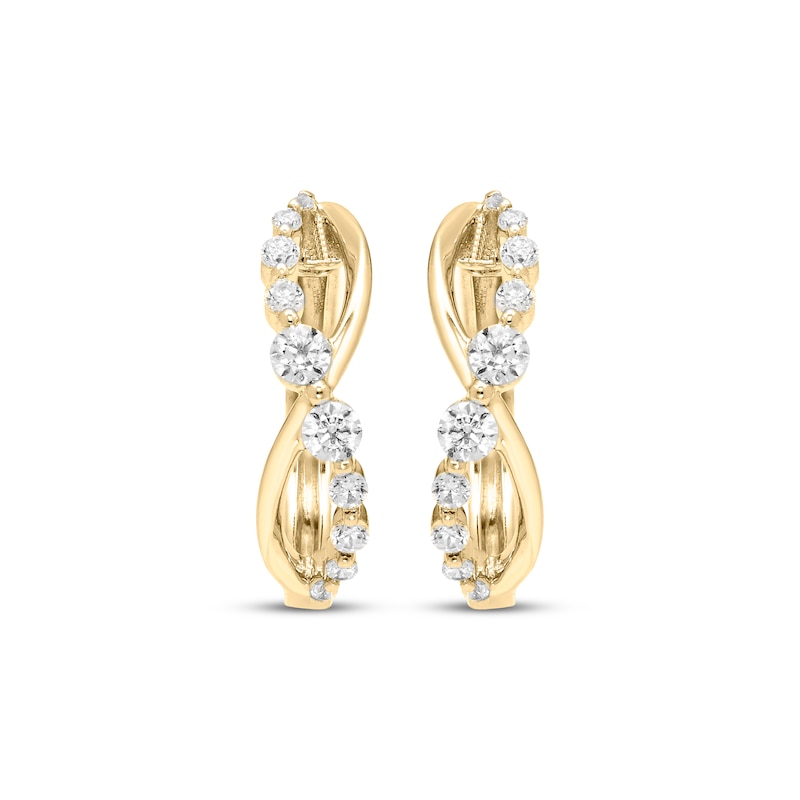 Main Image 2 of Our Story Together Diamond Twist Hoop Earrings 1/4 ct tw 10K Yellow Gold