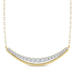 Threads of Love Diamond Graduated Curved Bar Necklace 3/8 ct tw 10K Yellow Gold 19.5&quot;