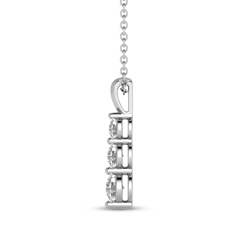 Main Image 2 of Memories, Moments, Magic Diamond Three-Stone Necklace 1/2 ct tw 10K White Gold 18&quot;