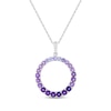 Thumbnail Image 1 of Tanzanite, Amethyst & White Lab-Created Sapphire Ombré Circle Necklace Sterling Silver 18&quot;