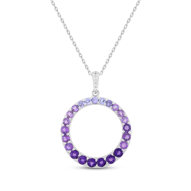 Main Image 1 of Tanzanite, Amethyst & White Lab-Created Sapphire Ombré Circle Necklace Sterling Silver 18&quot;