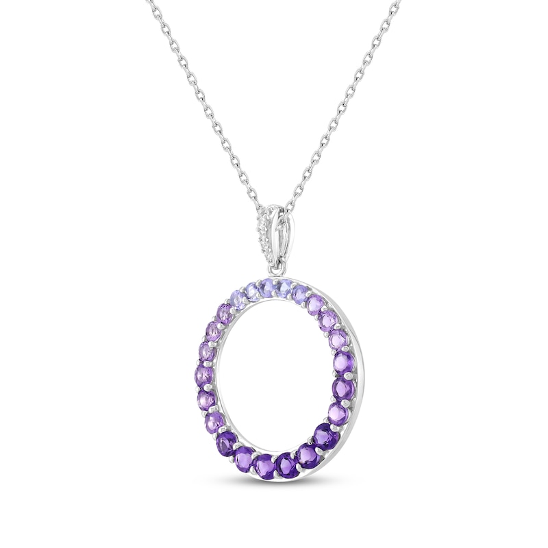 Main Image 2 of Tanzanite, Amethyst & White Lab-Created Sapphire Ombré Circle Necklace Sterling Silver 18&quot;