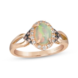 Le Vian Oval-Cut Opal Ring 1/6 ct tw Diamonds 14K Strawberry Gold