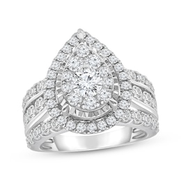 Adore Lab-Grown Diamonds Multi-Stone Pear-Shaped Halo Engagement Ring 3 ct tw 10K White Gold