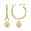 Thumbnail Image 1 of Round Hoop Earrings with Ball Dangles 14K Yellow Gold