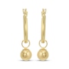 Thumbnail Image 2 of Round Hoop Earrings with Ball Dangles 14K Yellow Gold