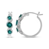 Thumbnail Image 3 of Memories Moments Magic Lab-Created Emerald & Diamond Twist Hoop Earrings 1/6 ct tw Sterling Silver